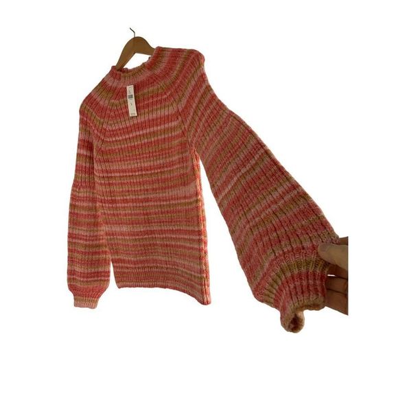 t. la Anthro Drea Raglan Stripe Space Dye Sweater Top Pullover Medium 6345 NWT - Picture 11 of 15